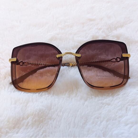 Gia Clear Light Purple Chain Link Oversized Sunglasses - Picture 1 of 12